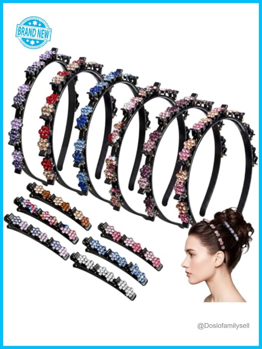 Women's 12 Pc Hairpin Headband & Rhinestone Clip Set Flexible